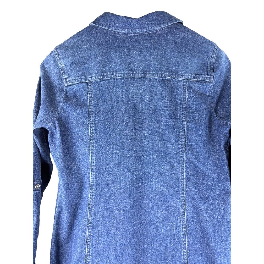 J.jill Country Club Coastal Preppy Denim Button Front Dress, Women's S Petite - Picture 6 of 8